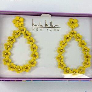 NWT Nicole Miller Yellow Flower Dangle Earrings